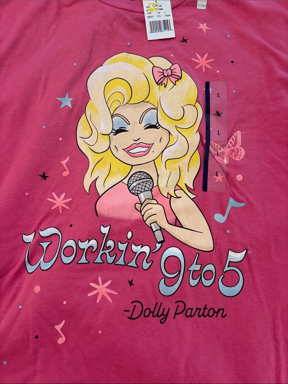 Dolly Parton Pink Tshirt – Workin' 9 to 5 Design - Picture 2 of 4